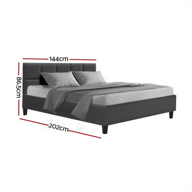 Charcoal Grey TINO Double Bed Frame - Contemporary Hardwood Design